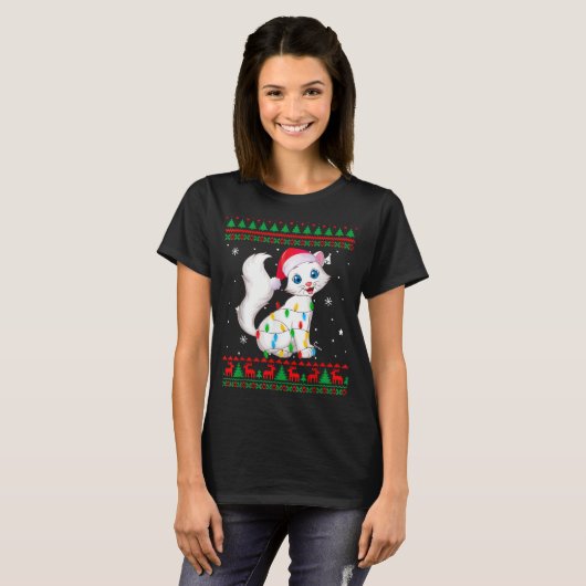 Kerstlieden met lucifers van smakelijke kerij Kat  T-shirt (Voorkant volledig)