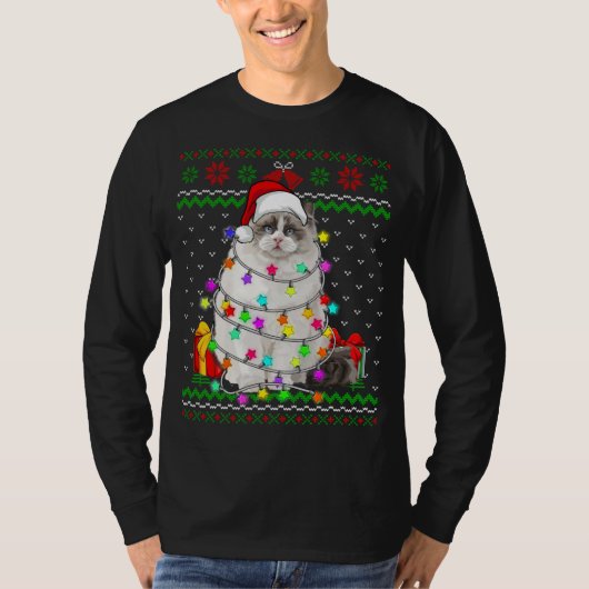 Kerstlieden met lucifers van smakelijke kerij Kat  T-shirt (Voorkant)