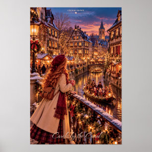 Kerstliederen bij het Kanaal Colmar Frankrijk Kers Poster