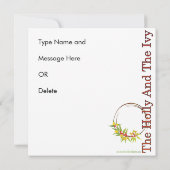 Kerstliederen Holly Kaart/Uitnodiging Kaart (Achterkant)