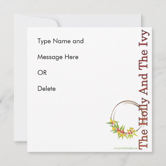 Kerstliederen Holly Kaart/Uitnodiging Kaart (Achterkant)