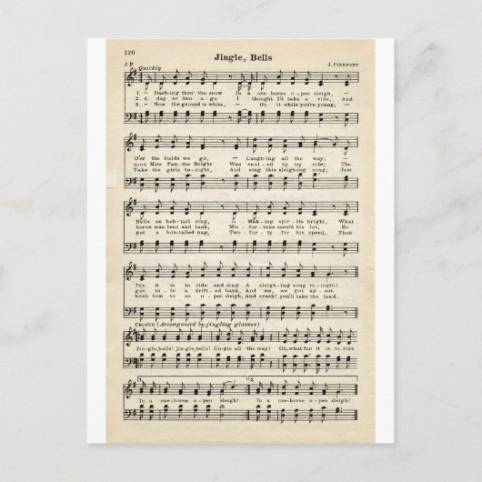 Kerstliederen: Jingle Bells Feestdagenkaart (Voorkant)