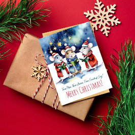 Kerstliederen muizen zingen waterverf schattig briefkaart