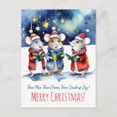 Kerstliederen muizen zingen waterverf schattig briefkaart (Voorkant)