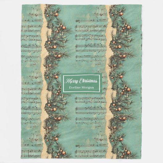  kerstliederen Pastel Green Fleece Deken (Voorkant)