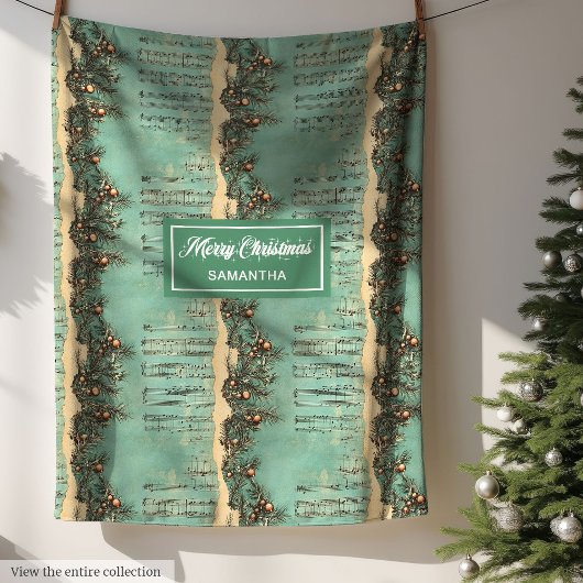  kerstliederen Pastel Green Fleece Deken