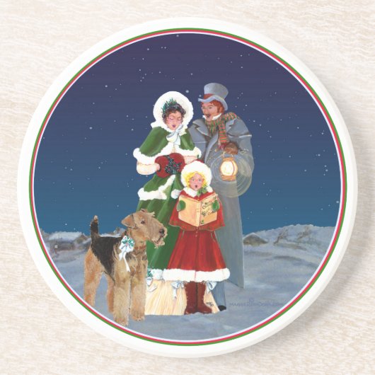 Kerstliederen Zandsteen Onderzetter (Voorkant)