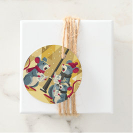 Kerstliederen zingende muizen cadeautags - Set van Bedankjes Labels
