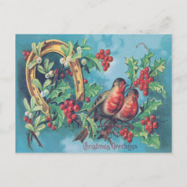 Kerstliedje Kerst Vogel Hulst Mistletoe Hoefijzer Feestdagenkaart