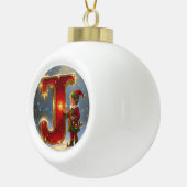 Kerstliedje met letter J Persoonlijke Initiaal Keramische Bal Ornament (Rechts)