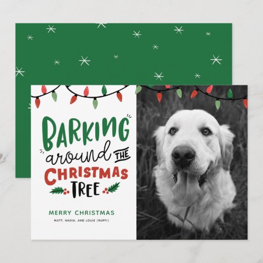Kerstliedjes blaffend rond de kerstboom Honden Ker Feestdagenkaart (Voorkant / Achterkant)