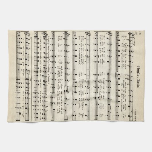 Kerstliedjes Jingle Bells Kerstliederen Bladmuziek Theedoek (Horizontaal)