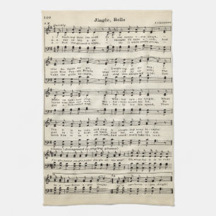 Kerstliedjes Jingle Bells Kerstliederen Bladmuziek Theedoek
