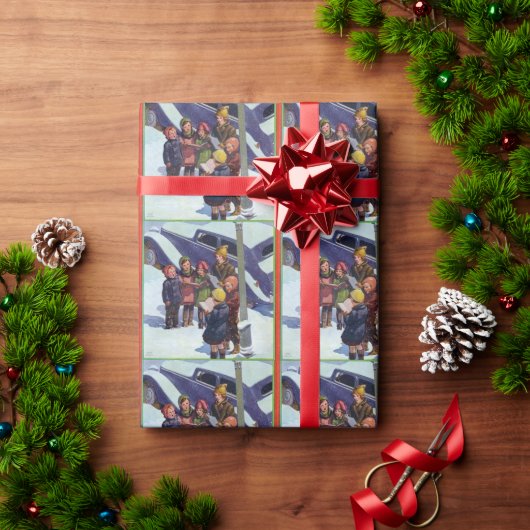 Kerstliedjes zingen in de Sneeuw Cadeaupapier (Feestdagen Geschenken)