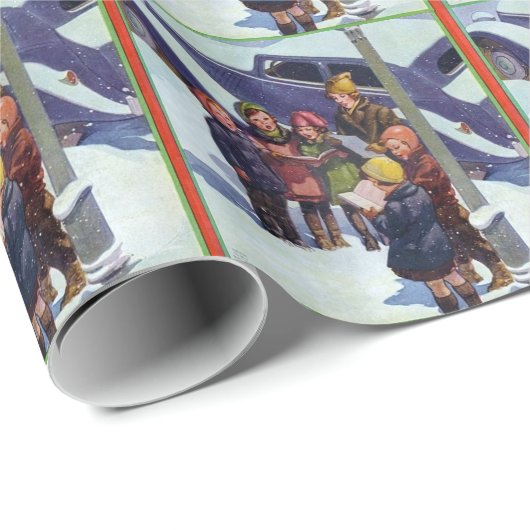 Kerstliedjes zingen in de Sneeuw Cadeaupapier (Rol Hoek)