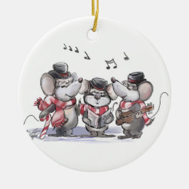 Kerstliedjes zingen met Mic, Mac & Moe Ronde Kerst Keramisch Ornament