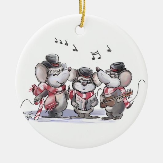 Kerstliedjes zingen met Mic, Mac & Moe Ronde Kerst Keramisch Ornament (Voorkant)