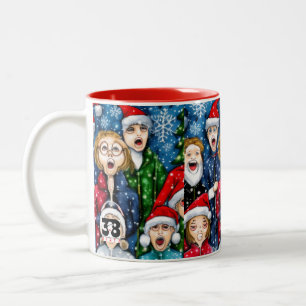 Kerstliedjes zingen tweekleurige koffiemok
