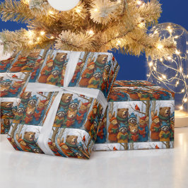 Kerstliedjes zingende bosdieren cadeaupapier