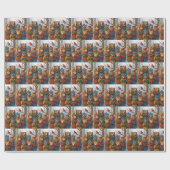 Kerstliedjes zingende bosdieren  cadeaupapier (Vlak)