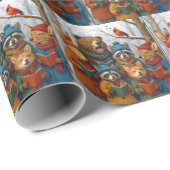 Kerstliedjes zingende bosdieren  cadeaupapier (Rol Hoek)
