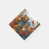 Kerstliedjes zingende bosdieren  servet (Hoek)