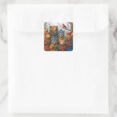 Kerstliedjes zingende bosdieren vierkante sticker (Tas)