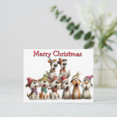 Kerstliedjes zingende honden briefkaart (Staand voorkant)