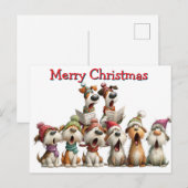 Kerstliedjes zingende honden briefkaart (Voorkant / Achterkant)
