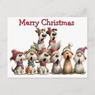 Kerstliedjes zingende honden briefkaart