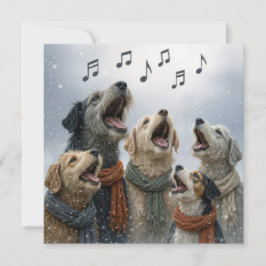 Kerstliedjes zingende honden in sneeuwvlokken kaart