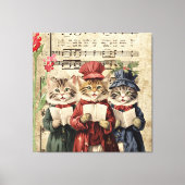 Kerstliedjes zingende katten canvas afdruk (Voorkant)