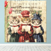 Kerstliedjes zingende katten canvas afdruk (Insitu (Houten vloer))