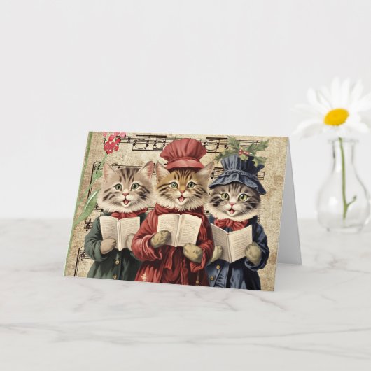 Kerstliedjes zingende katten kaart (Kleine Plant)