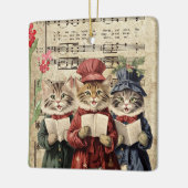 Kerstliedjes zingende katten keramisch ornament (Links)