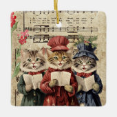 Kerstliedjes zingende katten keramisch ornament (Voorkant)