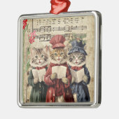 Kerstliedjes zingende katten metalen ornament (Links)