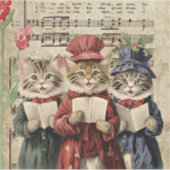 Kerstliedjes zingende katten sticker (Voorkant)