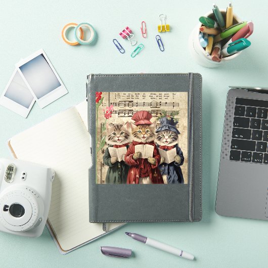 Kerstliedjes zingende katten sticker (iPad Cover)
