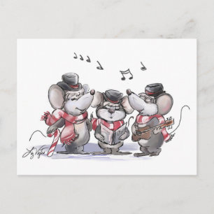 Kerstliedjes zingende Mic, Mac & Moe ansichtkaart Briefkaart