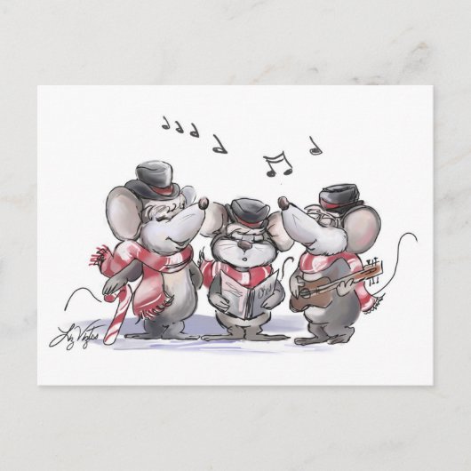 Kerstliedjes zingende Mic, Mac & Moe ansichtkaart Briefkaart (Voorkant)