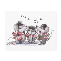 Kerstliedjes zingende Mic, Mac & Moe ansichtkaart