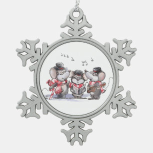 Kerstliedjes zingende Mic, Mac & Moe Tinnen Sneeuw Tin Sneeuwvlok Ornament
