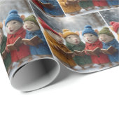 Kerstliedjes zingende muizen in de sneeuw cadeaupapier (Rol Hoek)