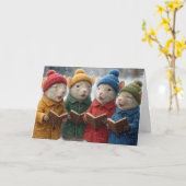 Kerstliedjes zingende muizen in de sneeuw kaart (Gele Bloem)