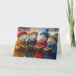 Kerstliedjes zingende muizen in de sneeuw kaart