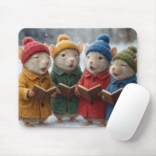 Kerstliedjes zingende muizen in de sneeuw muismat (Met muis)
