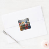 Kerstliedjes zingende muizen in de sneeuw vierkante sticker (Envelop)