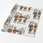 Kerstliedjeszangers cadeaupapier (Uitgerold)
