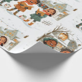 Kerstliedjeszangers cadeaupapier (Hoek)